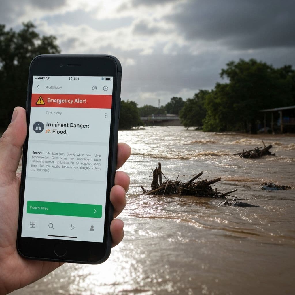 Flood alert notification on smartphone