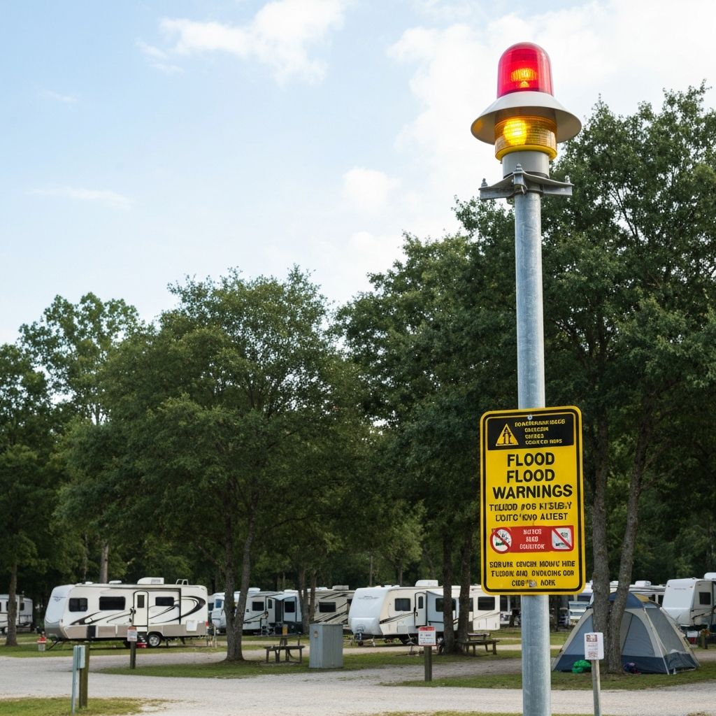 Outdoor warning siren at campground