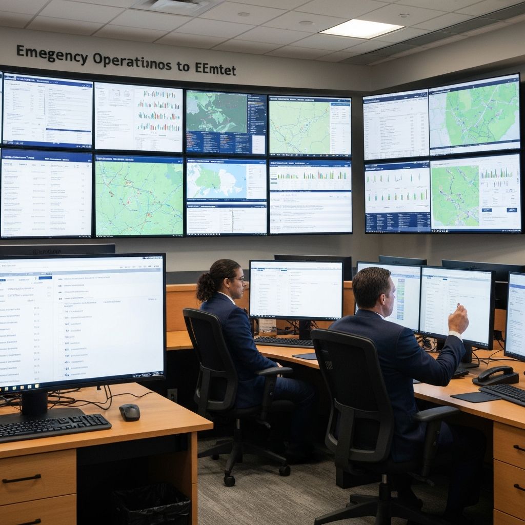 Emergency operations center with Levelynx dashboard